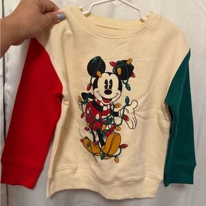 NWOT Disney Mickey Mouse Holiday Crewneck Sweatshirt - Cream, Red & Teal